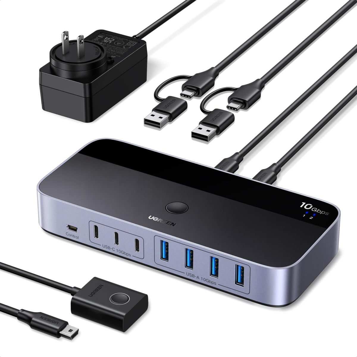 UGREEN 2 in 7 USB C Switch, 10Gbps USB 3.2 Switcher, 2PC Share