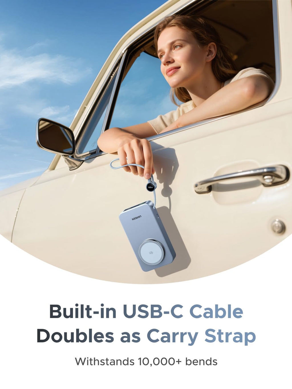 UGREEN MagFlow 20000mAh 100W Qi2 25W Wireless Power Bank Built-in Cable