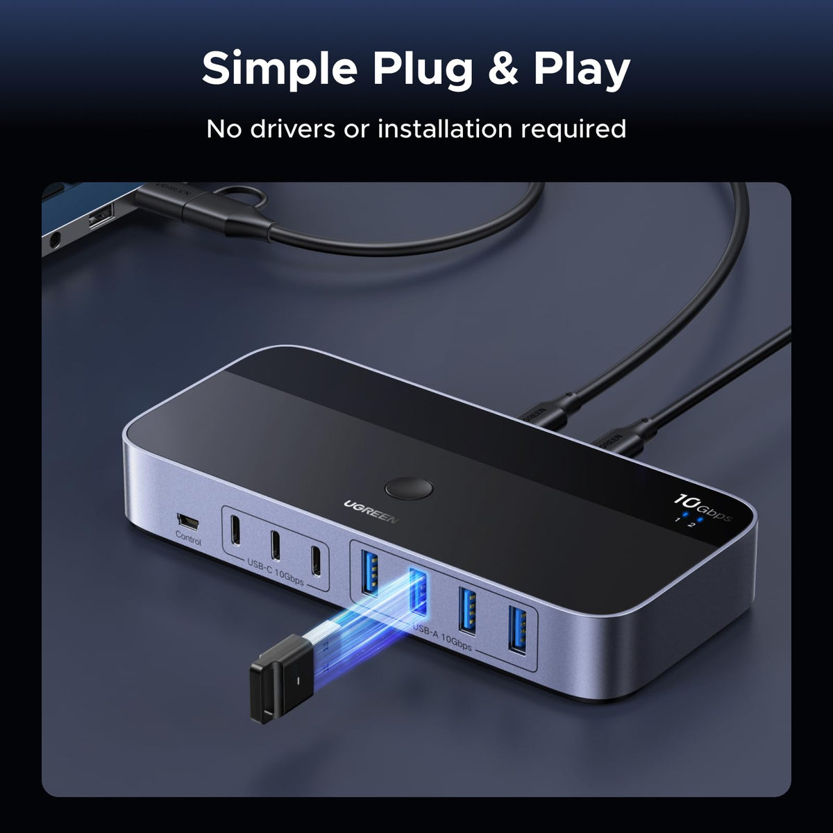 UGREEN 2 in 7 USB C Switch, 10Gbps USB 3.2 Switcher, 2PC Share
