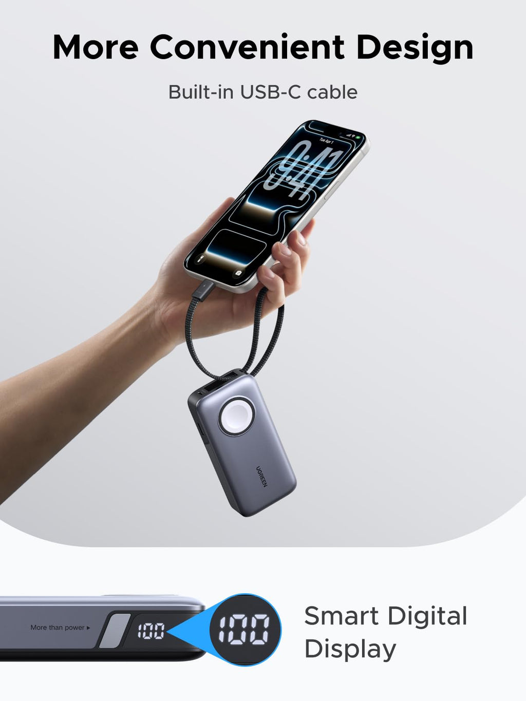 UGREEN Nexode 10000mAh Magnetic Power Bank with iWatch Charger