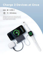 UGREEN MagFlow 10000mAh Qi2 25W MagSafe Power Bank Built-in Cable (Grey)