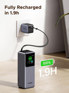 UGREEN Nexode Power Bank 20000mAh 165W with Retractable USB-C Cable, a travel charger built for travel, supports ultra-fast 100W input charging and reaches 100% charge in just 1.9 hours