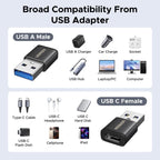 UGREEN USB to USB C Adapter & USB C to USB Adaptor 10Gbps for iPhone, iPad USB 3.2 OTG Aluminum Adapter, Thunderbolt 5/4 Converter Compatible with iPhone17 Pro Max, MacBook Pro/Air, iPad Pro, Black