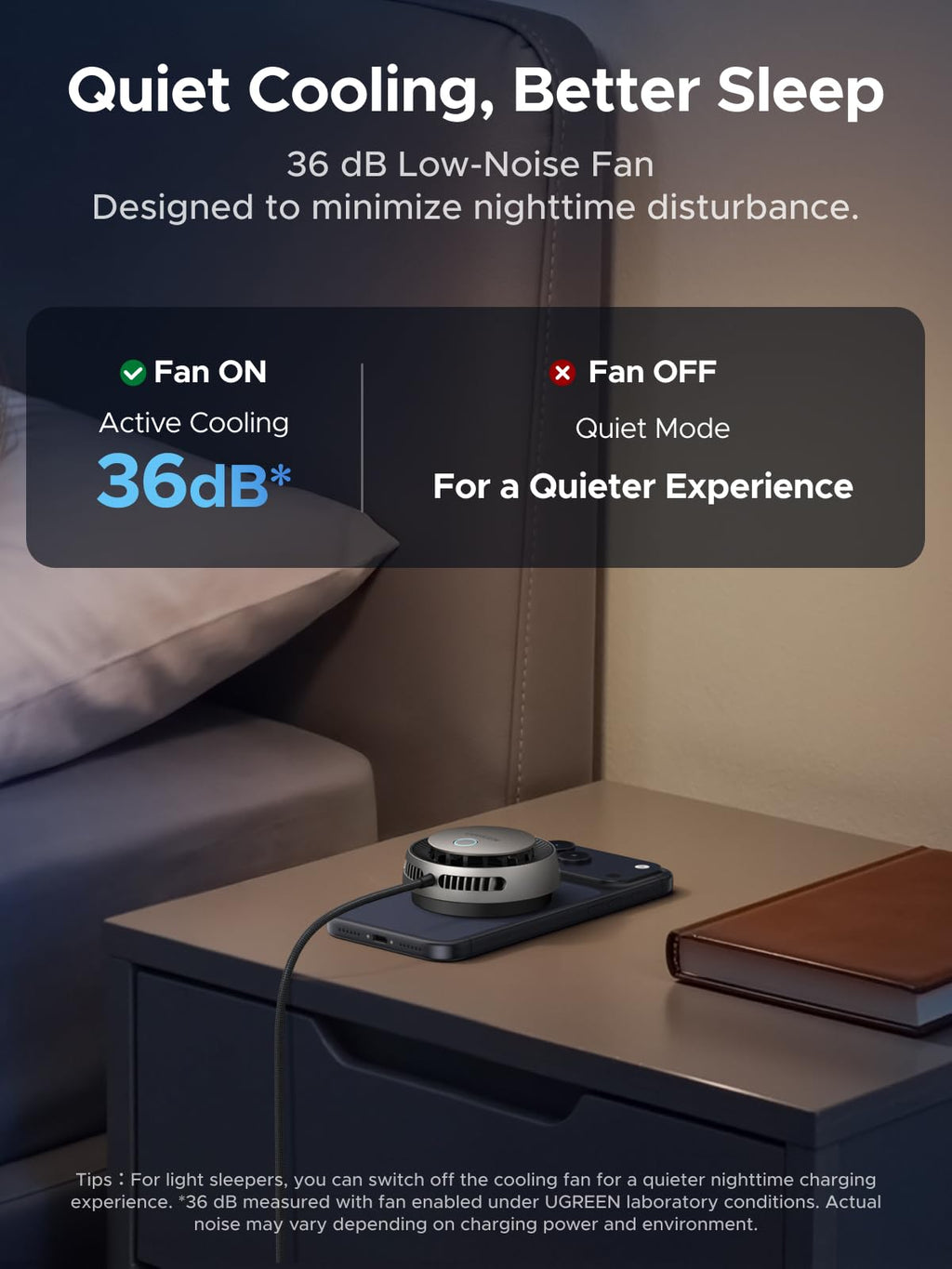 UGREEN Aircool 25W Wireless Charger Pad for MagSafe, Qi2 Fast Charging Pad