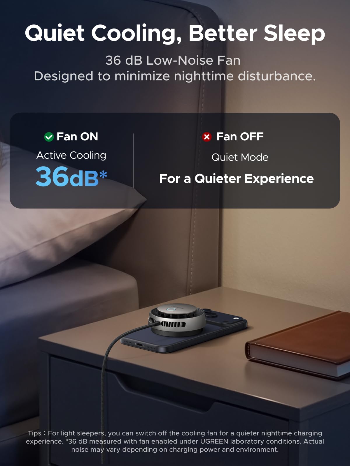 UGREEN Aircool 25W Wireless Charger Pad for MagSafe, Qi2 Fast Charging Pad