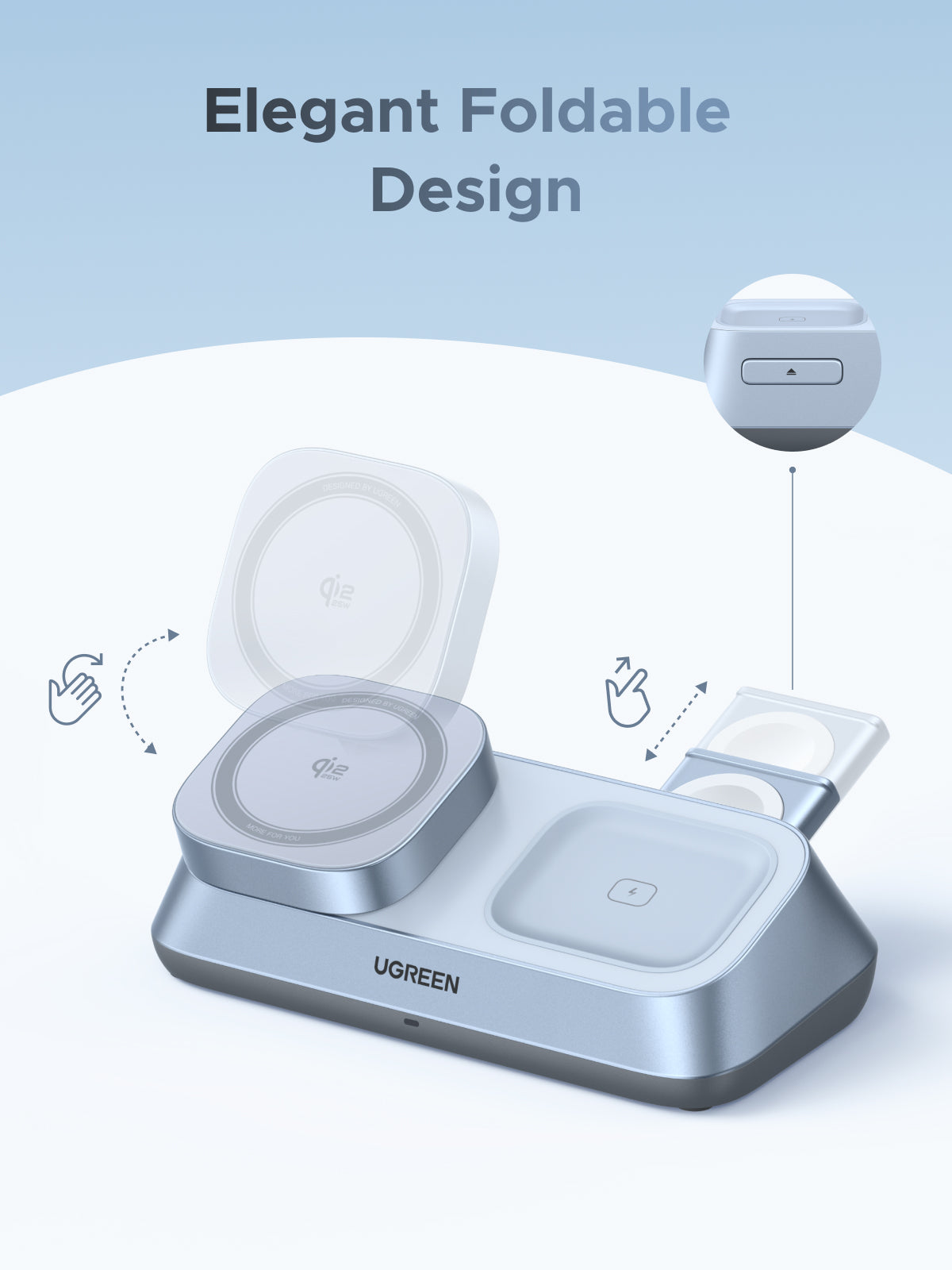 UGREEN MagFlow 3-in-1 Magnectic Wireless Desktop Charger 25W
