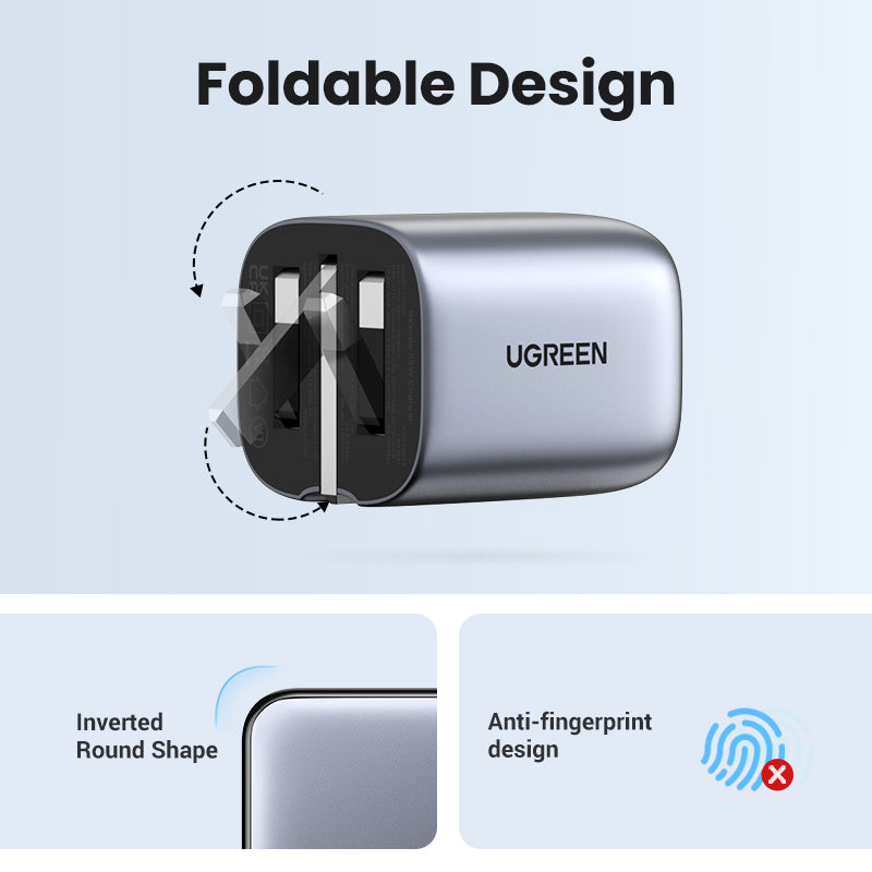 UGREEN Nexode 65W 3-Port Charger with Foldable Plug