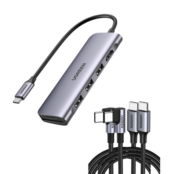 UGREEN Bundle: 6-IN-1 USB-C Hub + 60W USB-C Cable*2