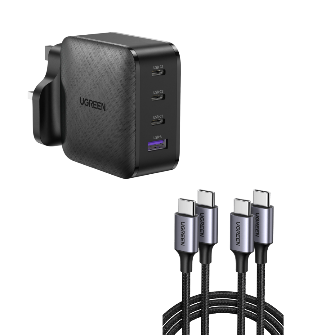 UGREEN Bundle Sale: 65W 4 Ports Charger+60W USB-C Cable*2 (3.2ft)