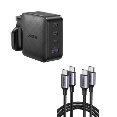 UGREEN Bundle Sale: 65W 4 Ports Charger+60W USB-C Cable*2 (3.2ft)