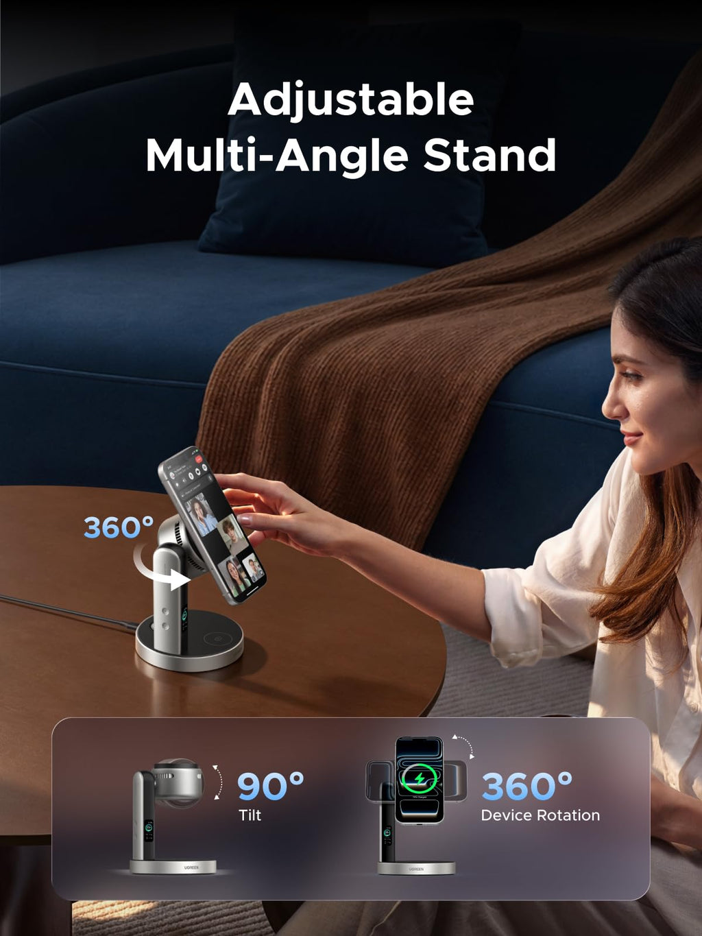 UGREEN Aircool 25W for MagSafe Charger, Qi2 3-IN-1 Wireless Charger Stand