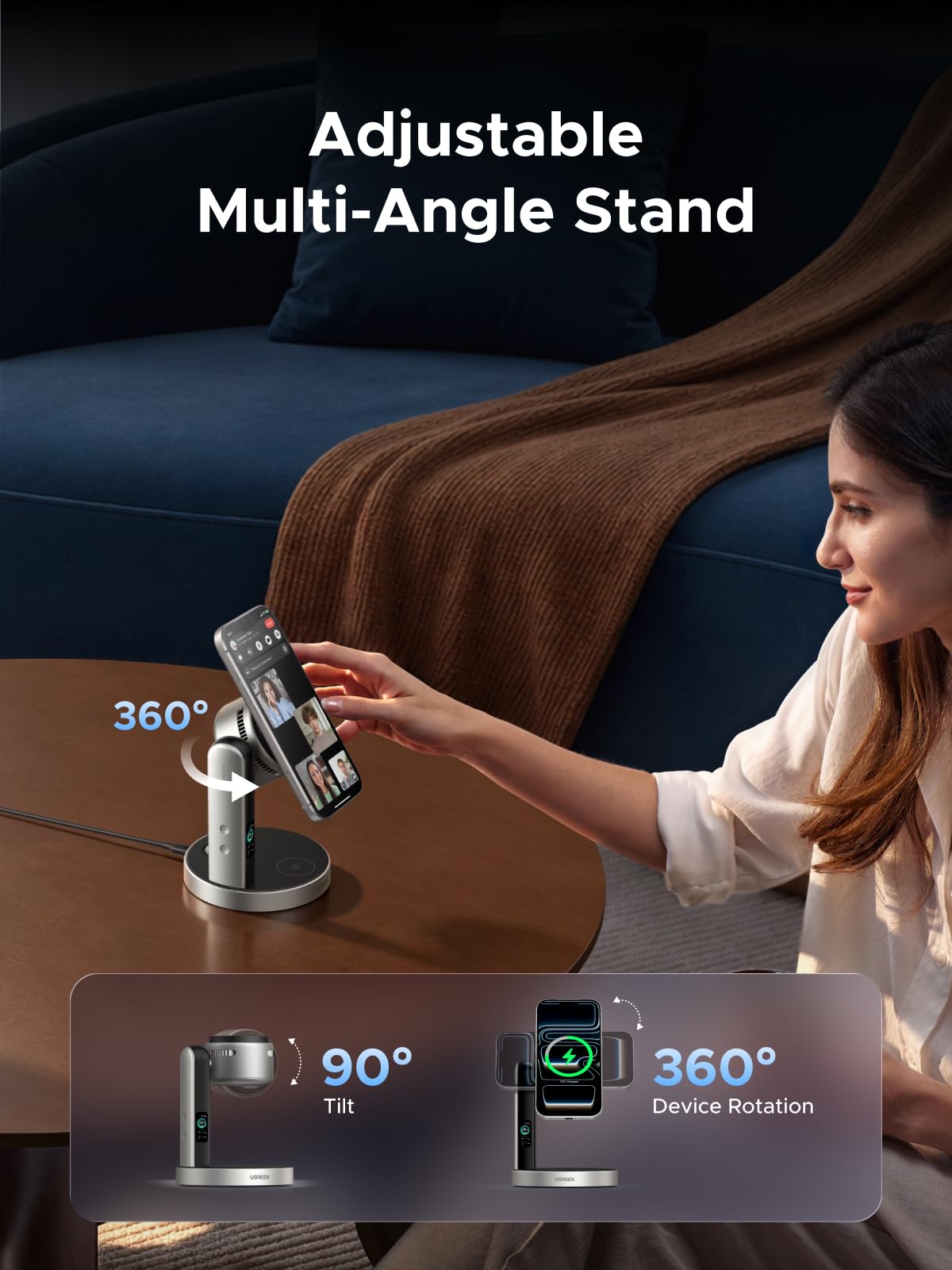 UGREEN Aircool 25W for MagSafe Charger, Qi2 3-IN-1 Wireless Charger Stand