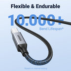 UGREEN USB Printer Cable USB 2.0 Braided Type A to B for MIDI, HP, 3M