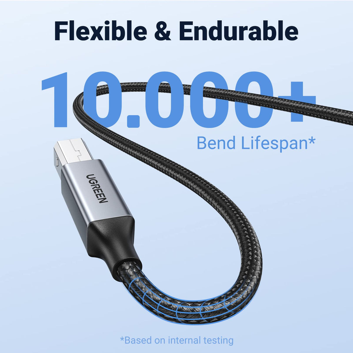 UGREEN USB Printer Cable USB 2.0 Braided Type A to B for MIDI, HP, 3M