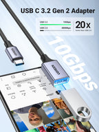 UGREEN 10Gbps USB C to USB Adaptor for iPhone, iPad, MacBook, Galaxy Grey