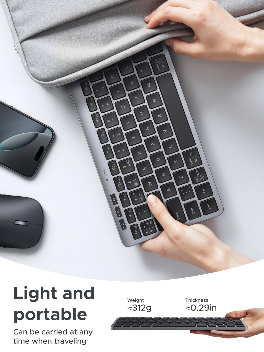UGREEN Wireless Keyboard, Bluetooth 5.3&2.4GHz Dual Mode with UK Layout