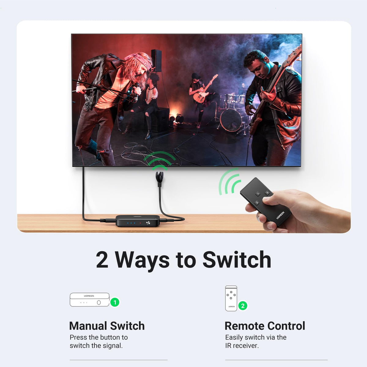 UGREEN HDMI Switch 3 IN 1 OUT HDMI Switcher Splitter Supports 4K 3D HD Monitor Wireless Remoter Control Compatible with TV, PS5/PS4/PS3, Laptop/PC DVD Blu-Ray Xbox HDTV