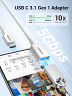 UGREEN 10Gbps USB C to USB Adaptor for iPhone, iPad, MacBook, Galaxy Silver