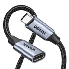 UGREEN 100W USB C Extension Cable 10Gbps 4K 60Hz Male to Female Silver 0.5M
