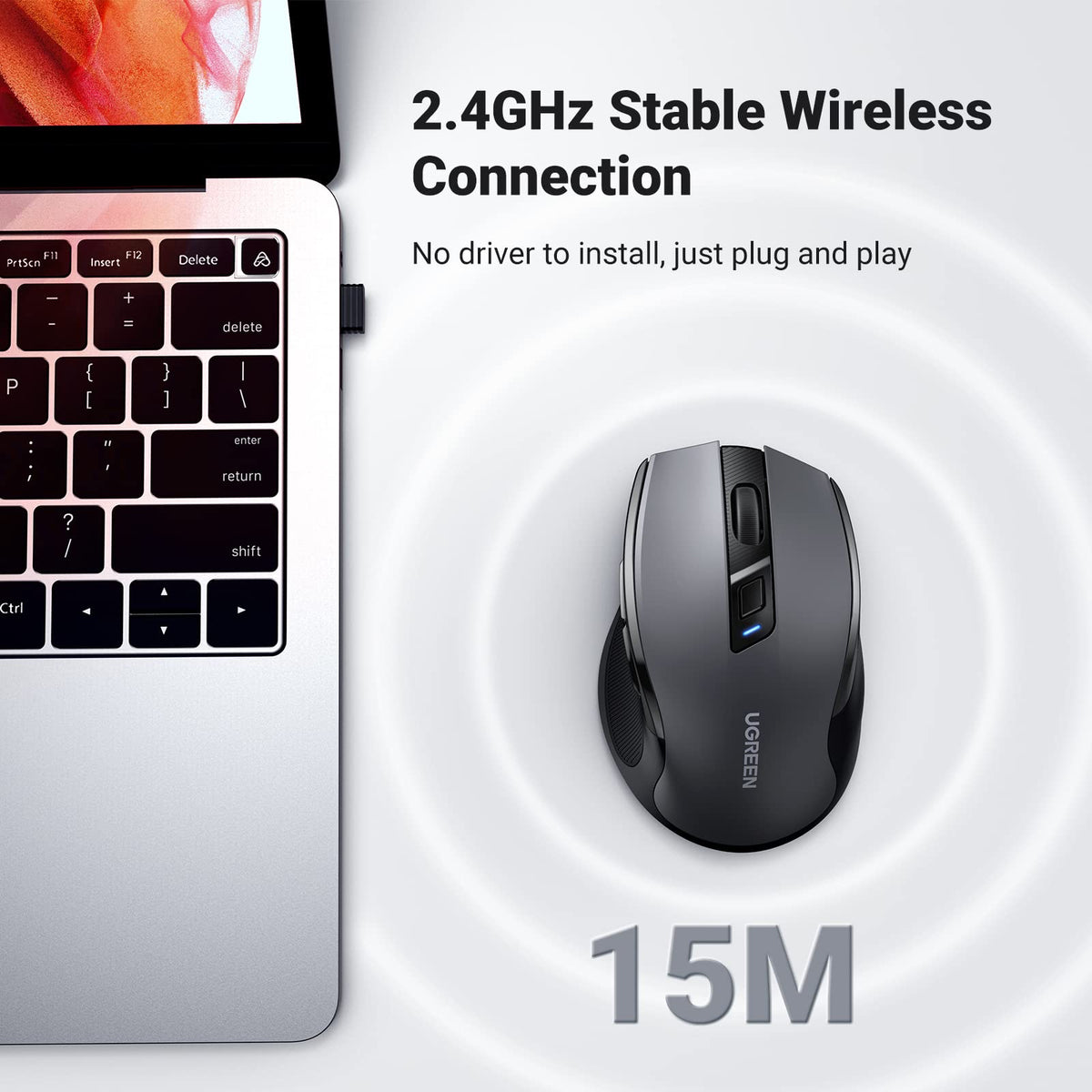 UGREEN Wireless Mouse, 40dB Silent Computer Mouse, Ultra-long Battery Life