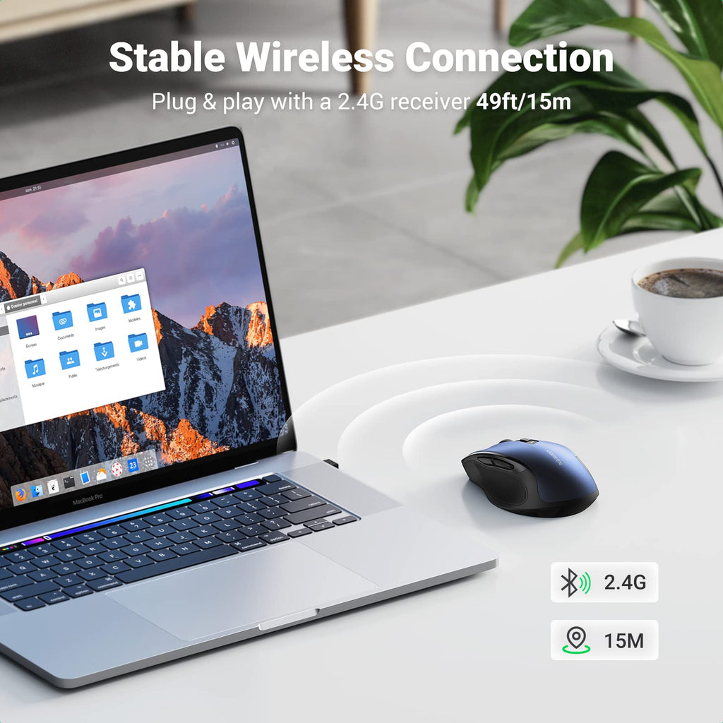 UGREEN Wireless Mouse, Slient Computer Mouse, 18-Month Battery, Plug & Play
