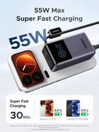UGREEN Nexode 55W 10000mAh Power Bank Digital Display Built-in Cable, Gray