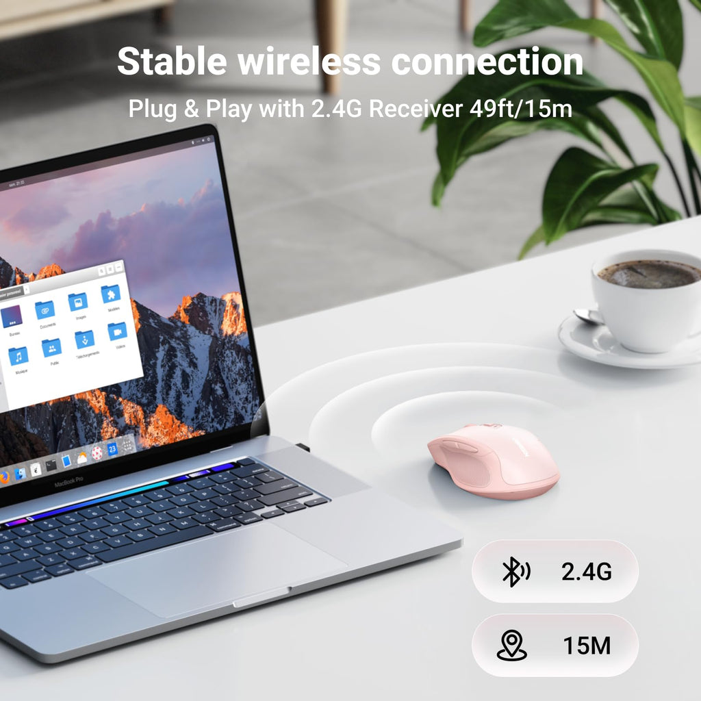 UGREEN Wireless Mouse, 40dB Silent Computer Mouse, Ultra-long Battery Life