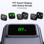 UGREEN Uno Magnetic Wireless Power Bank 5000mAh 7.5W is a portable charger that includes a TFT smart display with over 15 expressive status emojis, clearly showing battery level and charging status in a fun and intuitive way.