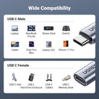UGREEN 100W USB C Extension Cable 10Gbps 4K 60Hz Male to Female Silver 0.5M