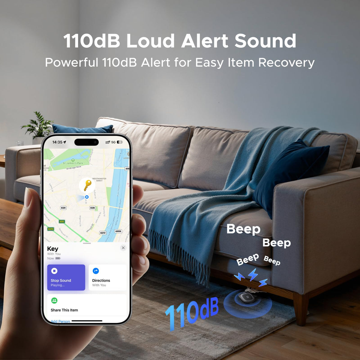 UGREEN FineTrack Duo2 Bluetooth Tracker Tag, iOS & Android, USB-C Charging