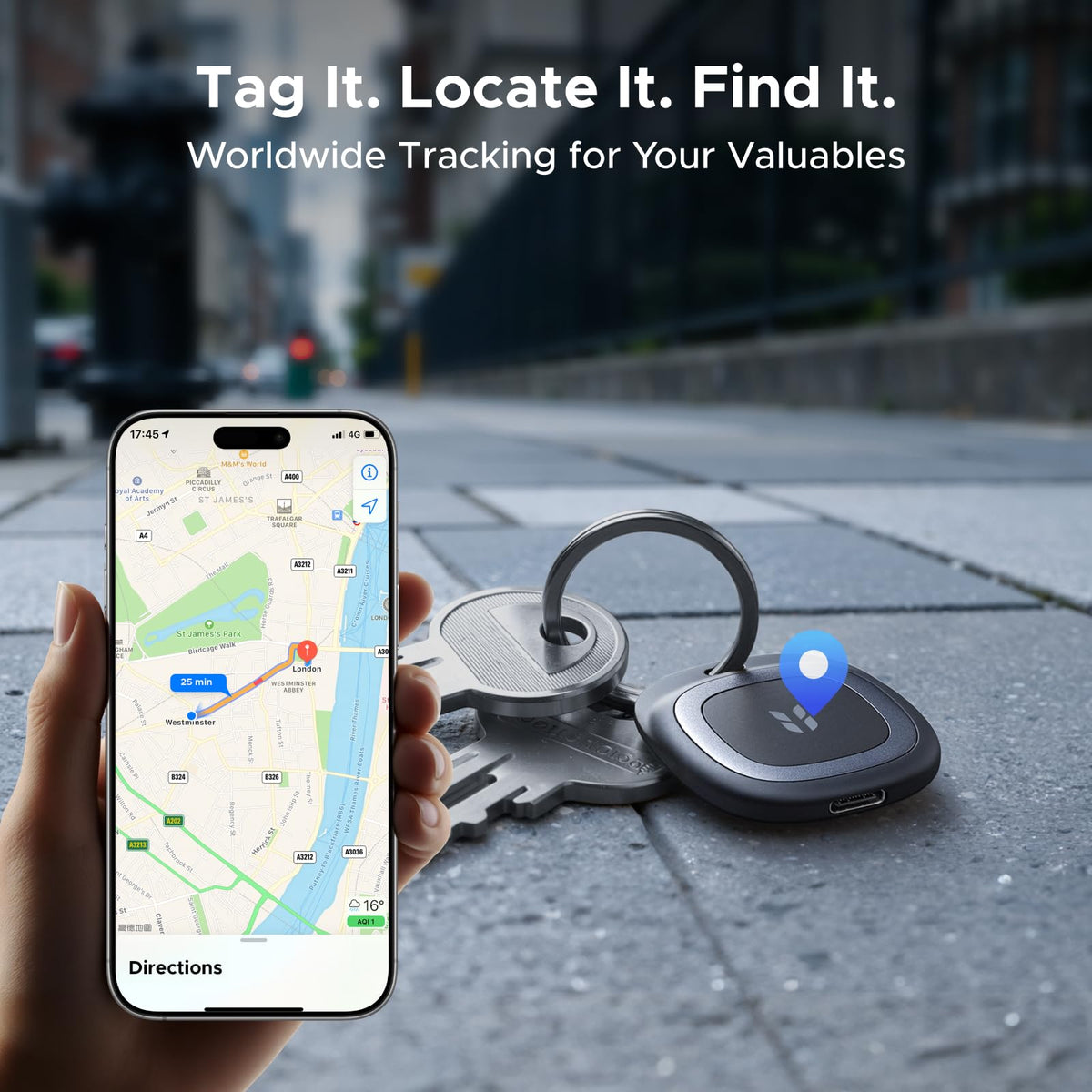 UGREEN FineTrack Duo2 Bluetooth Tracker Tag, iOS & Android, USB-C Charging