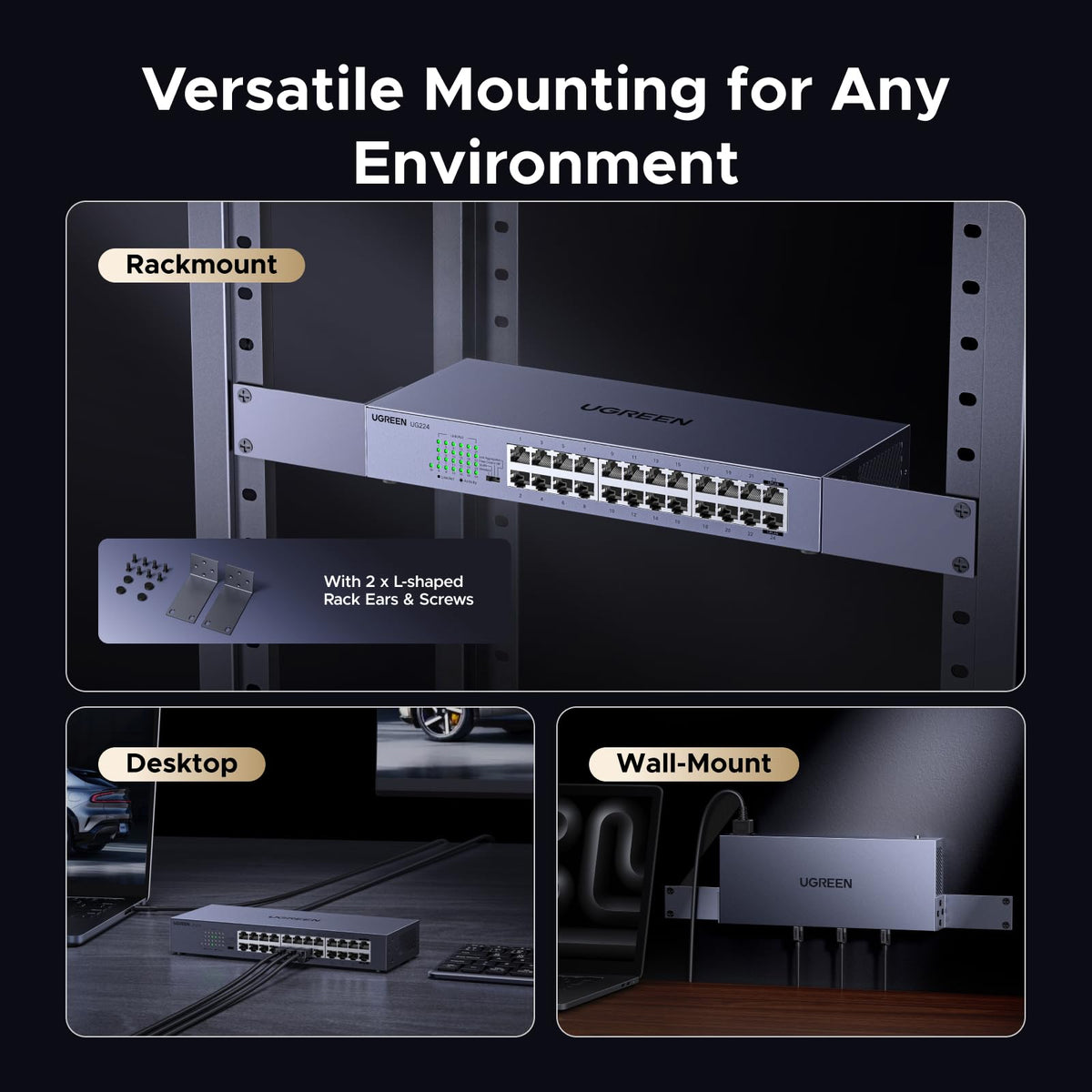 UGREEN 24 Port Gigabit Rack-Mount Network Switch