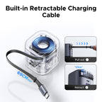 UGREEN Nexode 45W Charger with Retractable USB-C Cable is a practical travel charger featuring a built-in Type-C cable that extends up to 69cm and retracts neatly, making it perfect for organized charging on the go.