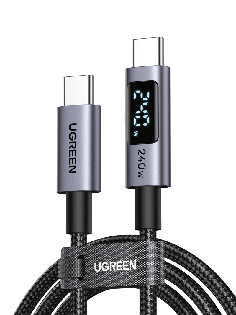 UGREEN 240W USB C to USB-C Cable with Digital Display PD 3.1 Type C to C Fast Charging Cable Compatible with MacBook Pro M4/Air, iPad Pro 2025, HP EliteBook, iPhone Air/17/16, Galaxy S25, 2M