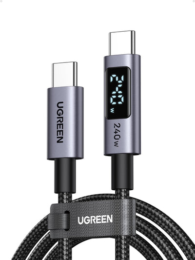 UGREEN 240W USB C to USB-C Cable with Digital Display PD 3.1 Type C to C Fast Charging Cable Compatible with MacBook Pro M4/Air, iPad Pro 2025, HP EliteBook, iPhone Air/17/16, Galaxy S25, 2M