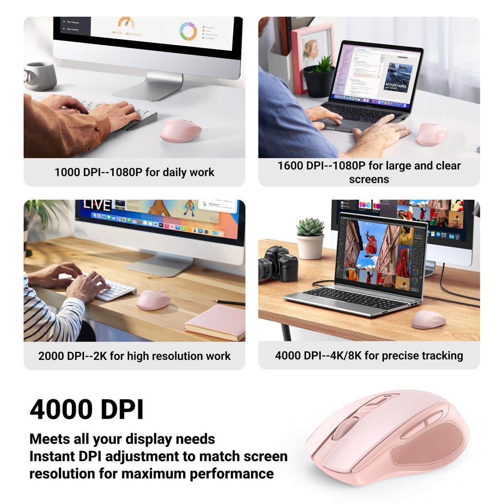 UGREEN Wireless Mouse, 40dB Silent Computer Mouse, Ultra-long Battery Life