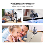UGREEN 2K Webcam with Microphone, Dual Stereo Mics, Low Light Correction, Web Cam with Privacy Cover, Plug & Play, Camera for PC, Mac, Laptop, Zoom, Skype, Streaming, Video Calling & Conferences