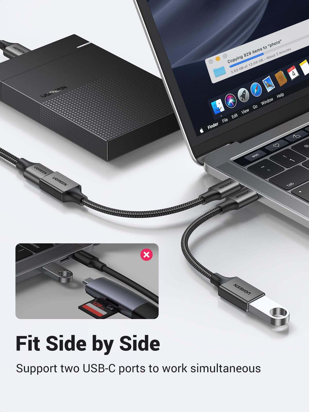 UGREEN 10Gbps USB C to USB Adaptor for iPhone, iPad, MacBook, Galaxy Black