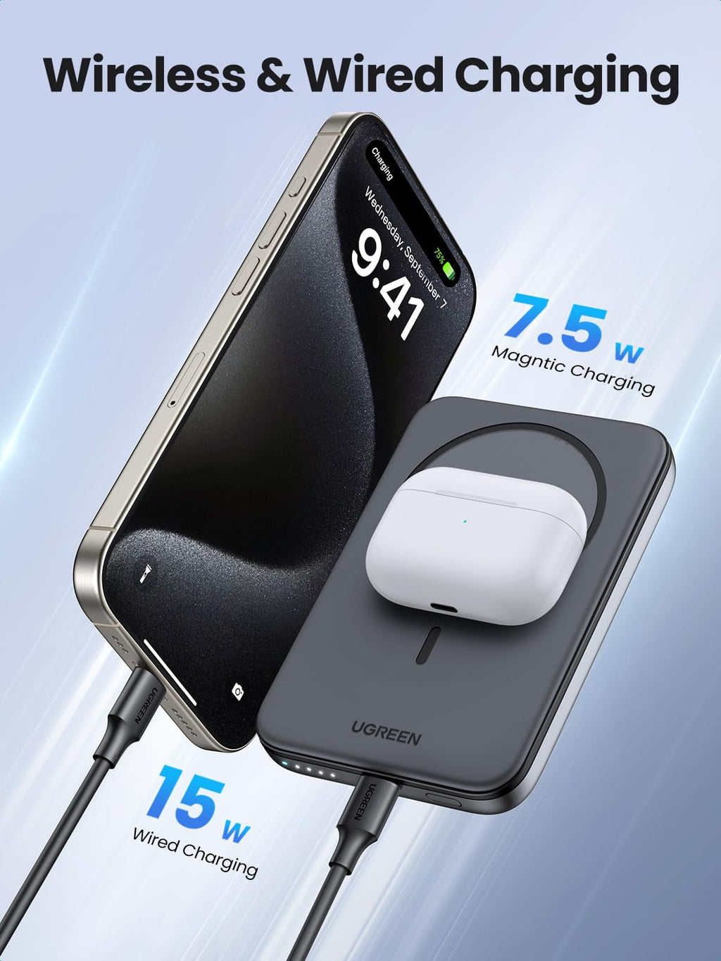 UGREEN Nexode 5000mAh Magnetic Wireless Power Bank Fast Charging