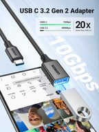 UGREEN 10Gbps USB C to USB Adaptor for iPhone, iPad, MacBook, Galaxy Black