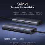 UGREEN Laptop Docking Station Dual Monitor, Dual 4K@60Hz 9-in-1 USB C Hub