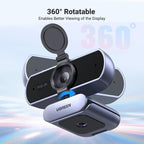 UGREEN 2K Webcam with Microphone, Dual Stereo Mics, Low Light Correction, Web Cam with Privacy Cover, Plug & Play, Camera for PC, Mac, Laptop, Zoom, Skype, Streaming, Video Calling & Conferences