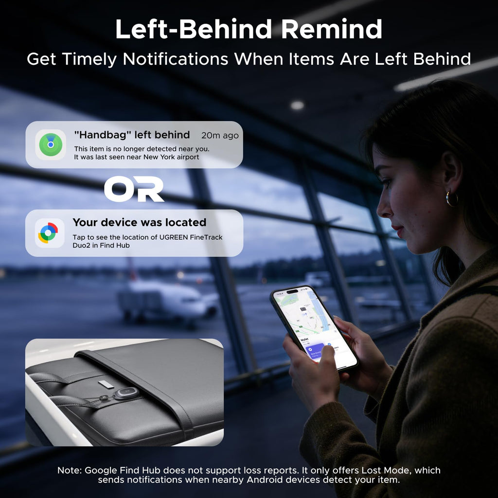 UGREEN FineTrack Duo2 Bluetooth Tracker Tag, iOS & Android, USB-C Charging