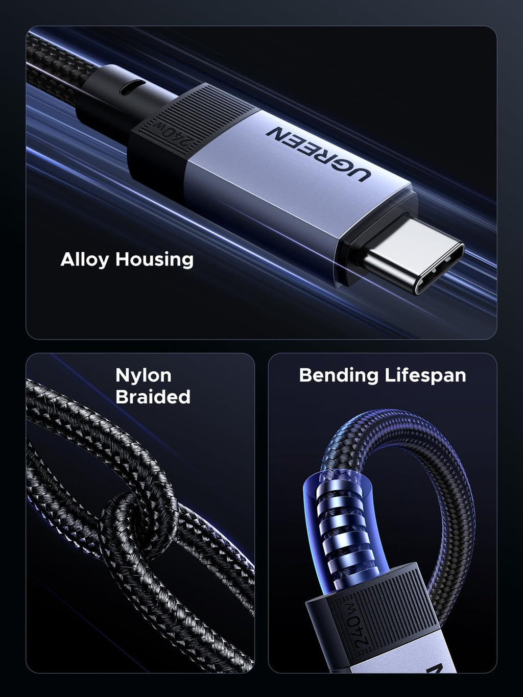 UGREEN USB C to USB-C 3.2 Gen2 Cable 240W Fast Charging, 2M