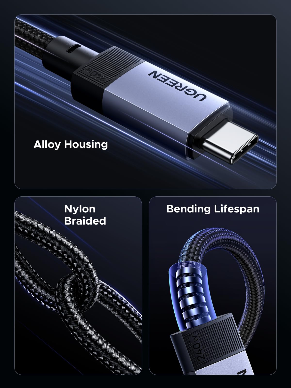 UGREEN USB C to USB-C 3.2 Gen2 Cable 240W Fast Charging, 2M