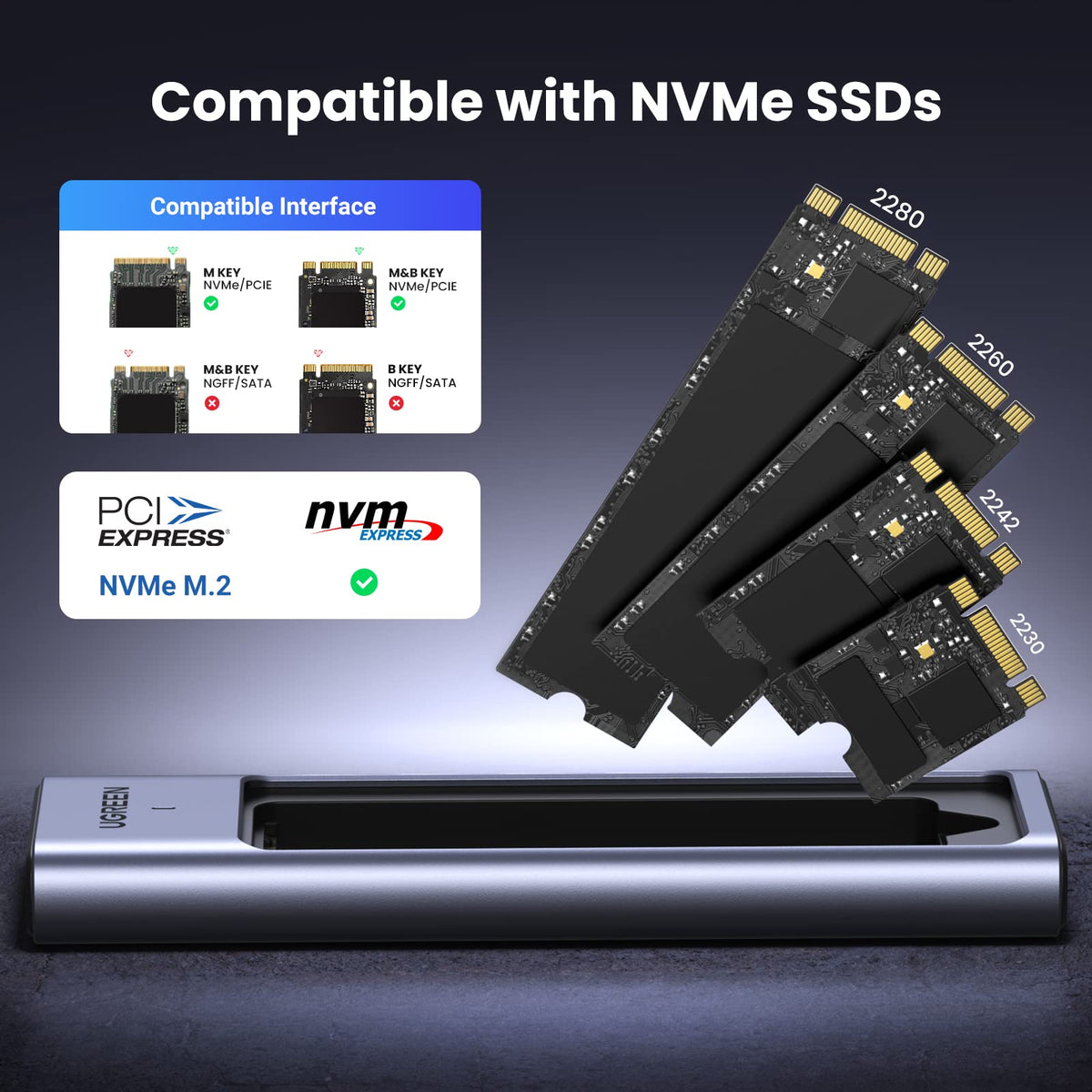 UGREEN M.2 NVMe Enclosure, Upgrade Heat Dissipation, 10Gbps, Aluminum