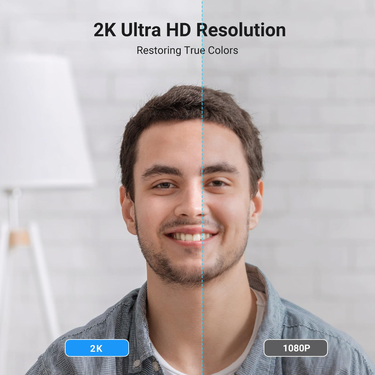 UGREEN 2K Webcam with Microphone, Dual Stereo Mics, Low Light Correction, Web Cam with Privacy Cover, Plug & Play, Camera for PC, Mac, Laptop, Zoom, Skype, Streaming, Video Calling & Conferences