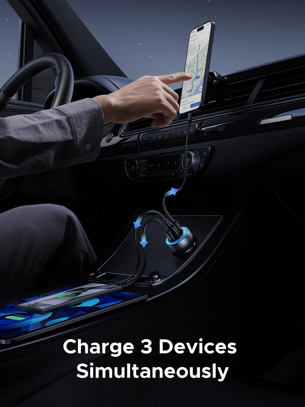 UGREEN 30W USB C Car Charger 3 Port PD Fast Charging Cigarette Lighter