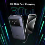 UGREEN Uno Power Bank 10000mAh 30W supports PD 30W fast charging as a portable charger, delivering high-speed power to smartphones and other USB-C devices for efficient charging during daily use and travel.