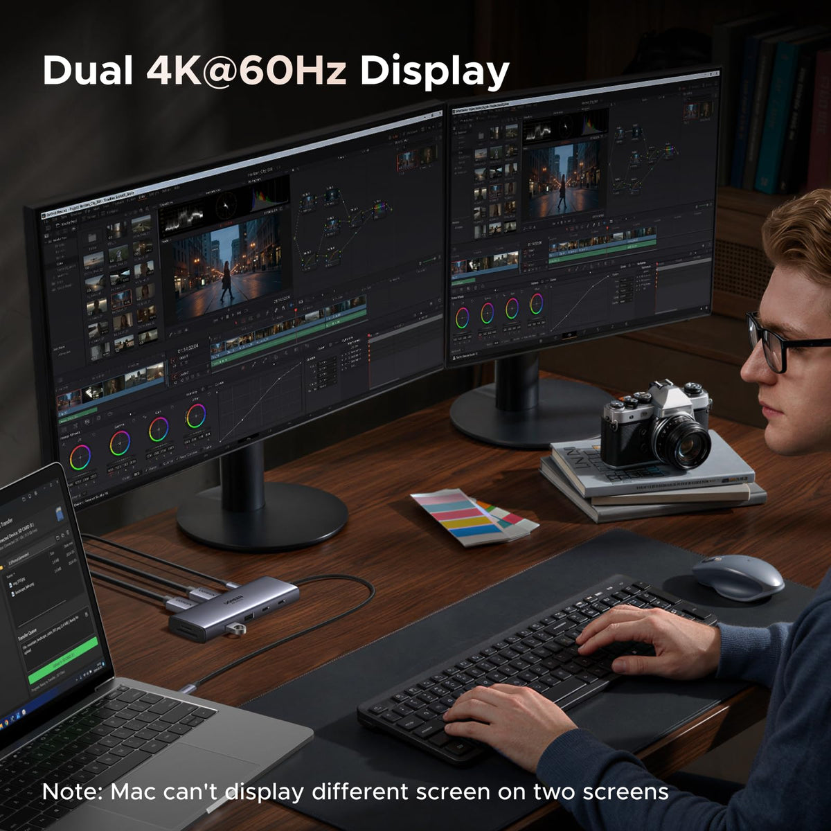 UGREEN Laptop Docking Station Dual Monitor, Dual 4K@60Hz 9-in-1 USB C Hub